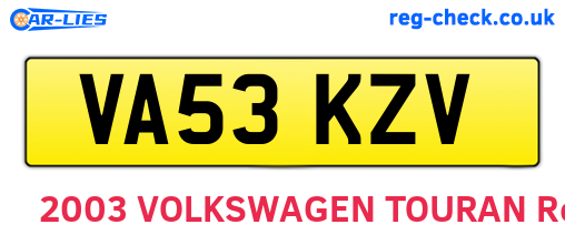 VA53KZV are the vehicle registration plates.