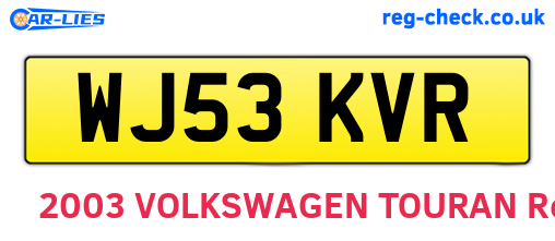 WJ53KVR are the vehicle registration plates.