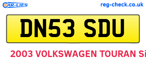 DN53SDU are the vehicle registration plates.