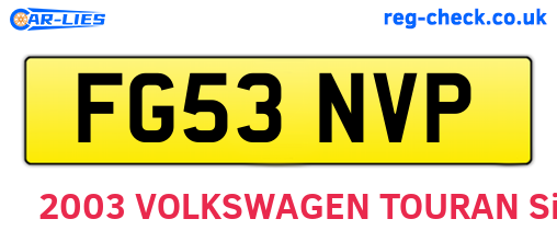 FG53NVP are the vehicle registration plates.