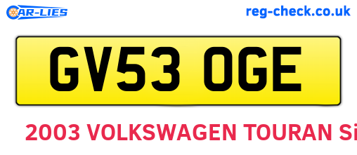 GV53OGE are the vehicle registration plates.