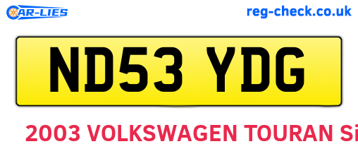 ND53YDG are the vehicle registration plates.