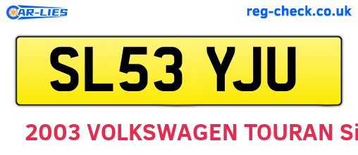 SL53YJU are the vehicle registration plates.