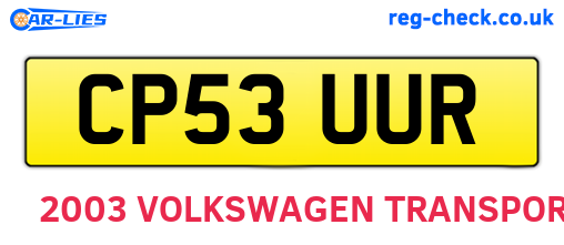 CP53UUR are the vehicle registration plates.