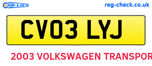 CV03LYJ are the vehicle registration plates.