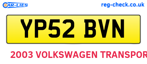 YP52BVN are the vehicle registration plates.