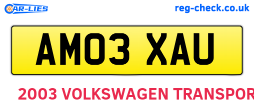 AM03XAU are the vehicle registration plates.