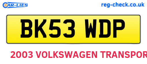 BK53WDP are the vehicle registration plates.