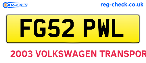 FG52PWL are the vehicle registration plates.