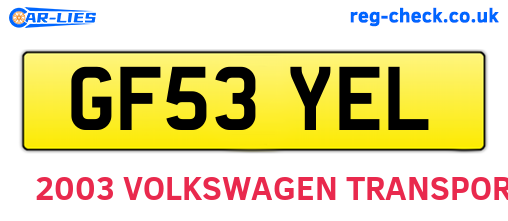 GF53YEL are the vehicle registration plates.