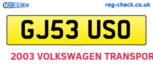 GJ53USO are the vehicle registration plates.