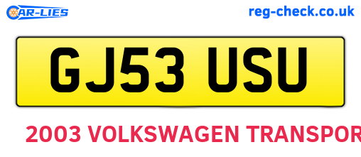 GJ53USU are the vehicle registration plates.