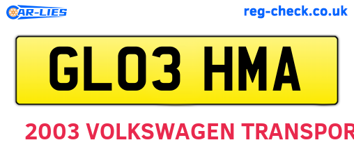 GL03HMA are the vehicle registration plates.