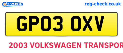 GP03OXV are the vehicle registration plates.