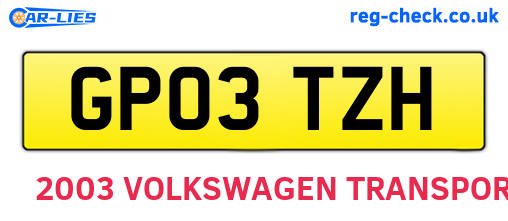 GP03TZH are the vehicle registration plates.