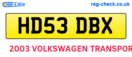HD53DBX are the vehicle registration plates.