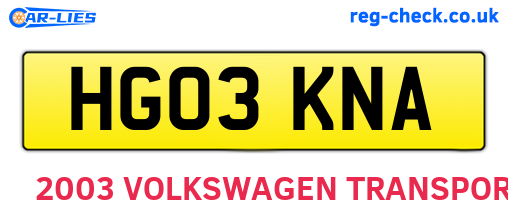 HG03KNA are the vehicle registration plates.