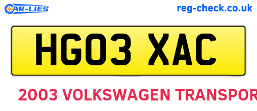HG03XAC are the vehicle registration plates.