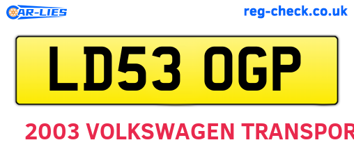 LD53OGP are the vehicle registration plates.