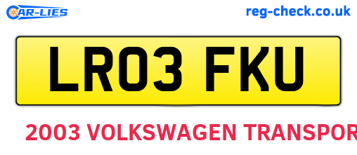 LR03FKU are the vehicle registration plates.