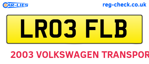 LR03FLB are the vehicle registration plates.