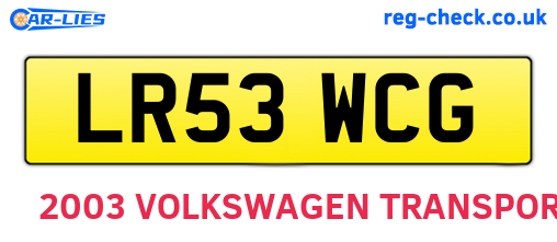 LR53WCG are the vehicle registration plates.