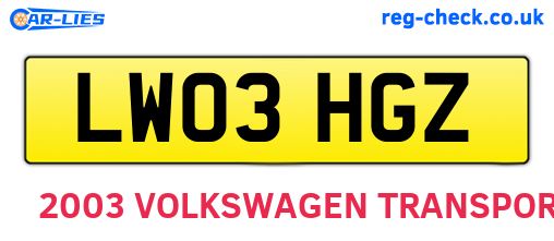 LW03HGZ are the vehicle registration plates.