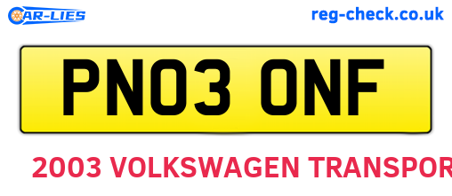 PN03ONF are the vehicle registration plates.