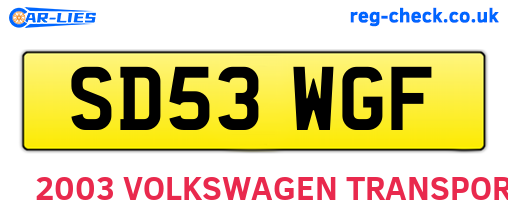 SD53WGF are the vehicle registration plates.