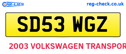 SD53WGZ are the vehicle registration plates.
