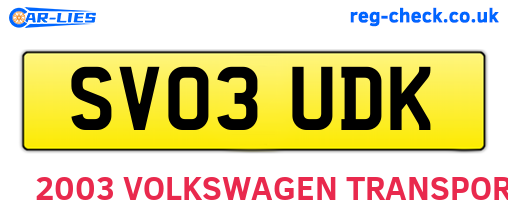 SV03UDK are the vehicle registration plates.