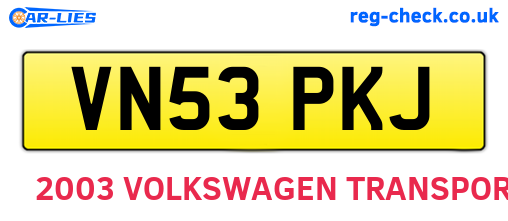 VN53PKJ are the vehicle registration plates.