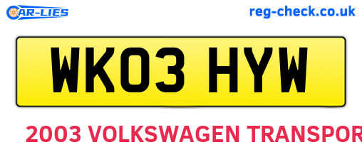 WK03HYW are the vehicle registration plates.