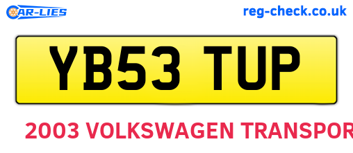 YB53TUP are the vehicle registration plates.