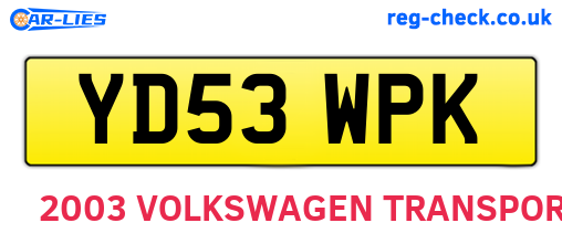 YD53WPK are the vehicle registration plates.