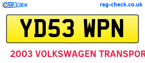 YD53WPN are the vehicle registration plates.