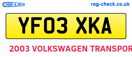 YF03XKA are the vehicle registration plates.