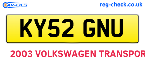 KY52GNU are the vehicle registration plates.