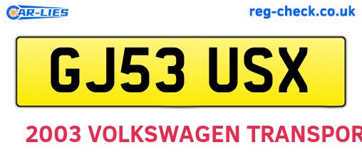 GJ53USX are the vehicle registration plates.