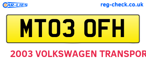 MT03OFH are the vehicle registration plates.