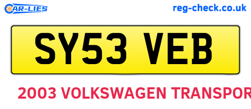SY53VEB are the vehicle registration plates.