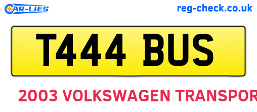 T444BUS are the vehicle registration plates.