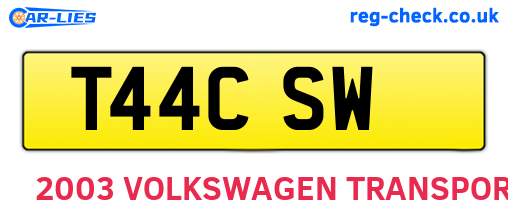 T44CSW are the vehicle registration plates.