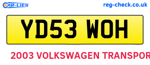 YD53WOH are the vehicle registration plates.