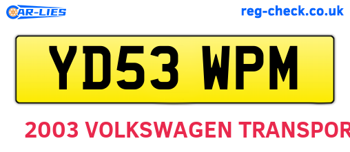 YD53WPM are the vehicle registration plates.
