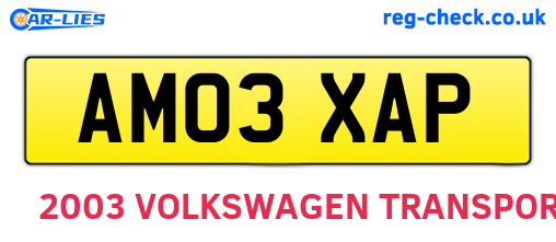 AM03XAP are the vehicle registration plates.