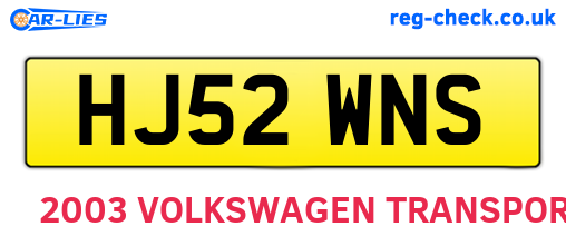 HJ52WNS are the vehicle registration plates.