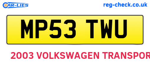 MP53TWU are the vehicle registration plates.