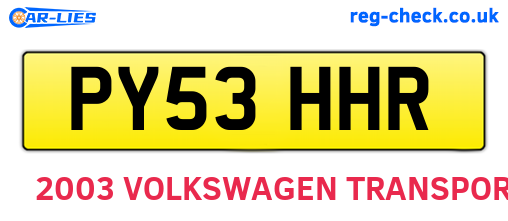 PY53HHR are the vehicle registration plates.