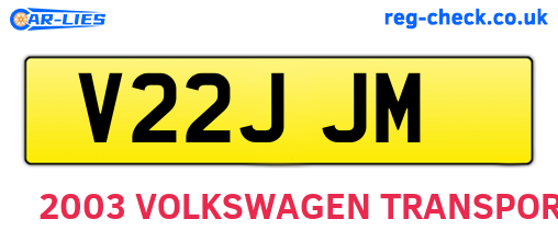 V22JJM are the vehicle registration plates.